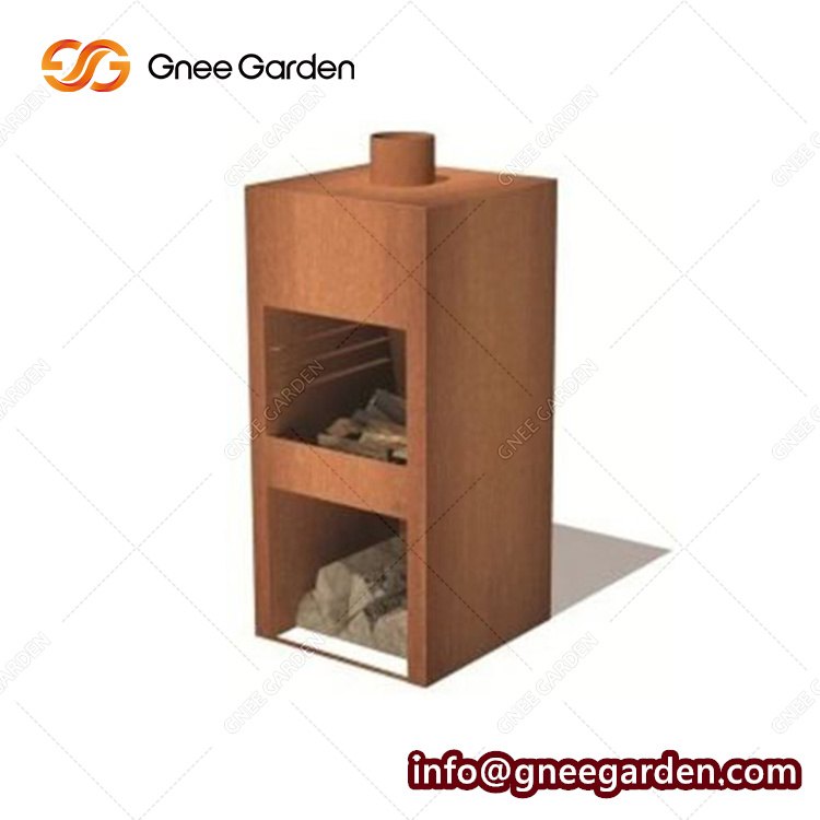 Wood Burning Corten Steel Outdoor Fireplace For Home Yard Garden