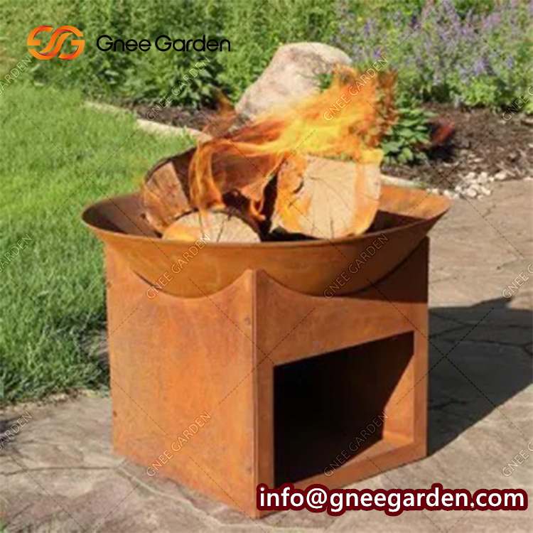 Outdoor Charcoal Brazier Rust Fire Bowl With Base