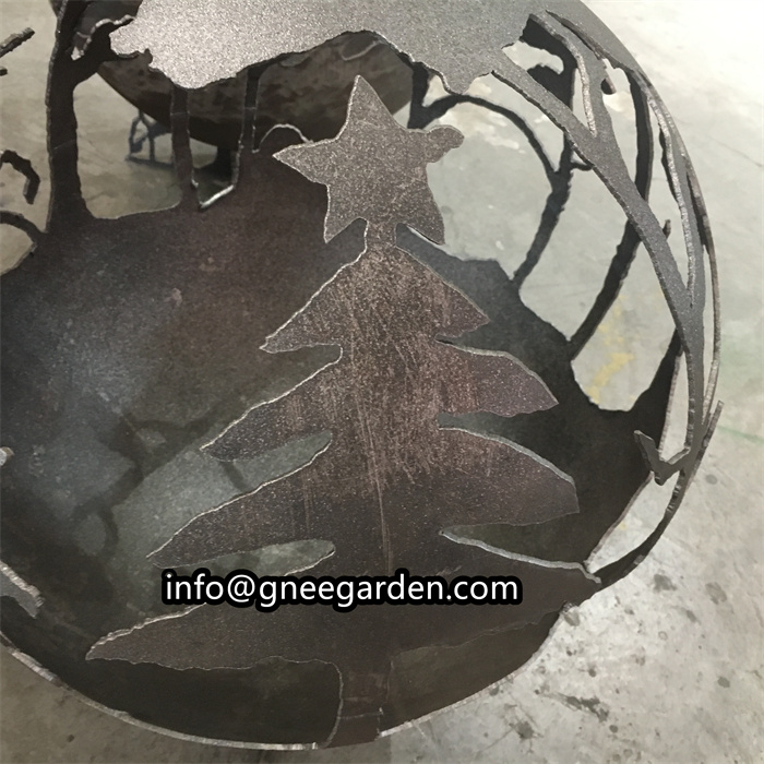 Customized Fire Ball Corten Steel Sphere Fire Pit For Garden Decoration