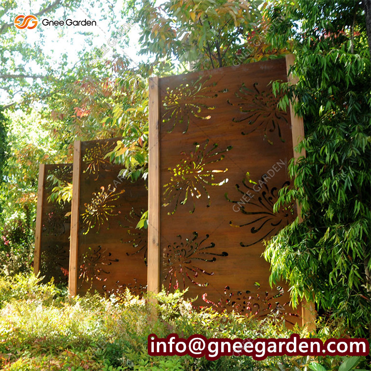 Decorative Outdoor Garden Metal Screens Panels Corten Steel Garden Screen