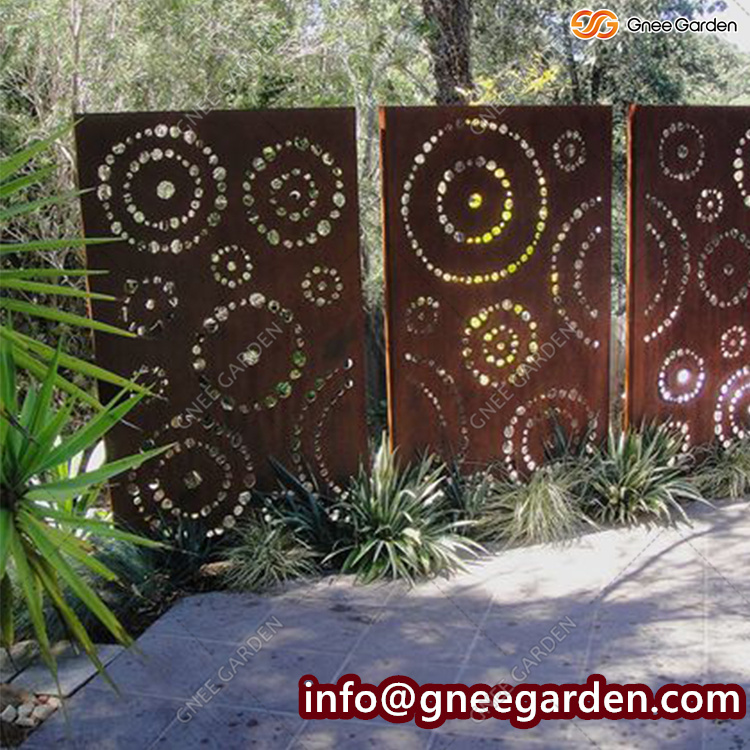 Laser Cut Decorative Outdoor Garden Privacy Art Metal Screens Panels Corten Steel Garden Screen