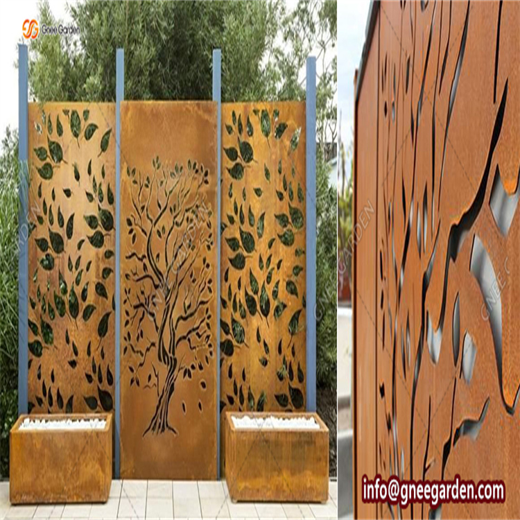 Laser Cut Decorative Garden Outdoor Garden Privacy Art Metal Screens Panels Corten Steel Panels