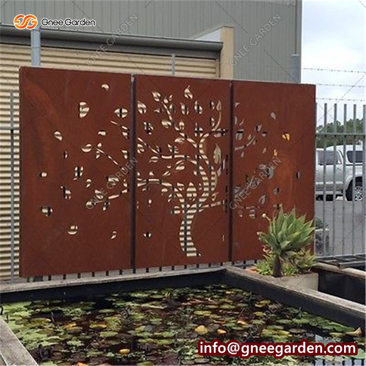 Laser Cut Corten Metal Divider for Home and Outdoor Decoration