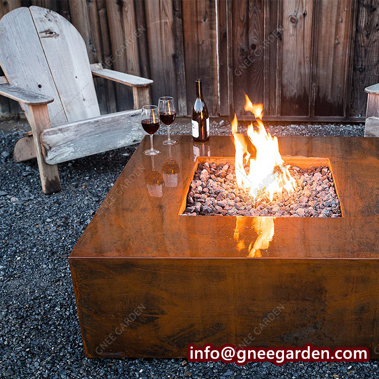 Natural Garden Table With Fire Pit BBQ Brazier Outdoor Gas Table