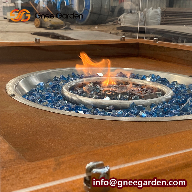 Outdoor Fire Table Corten Steel Propane Fire Pit with Certified Gas Burner