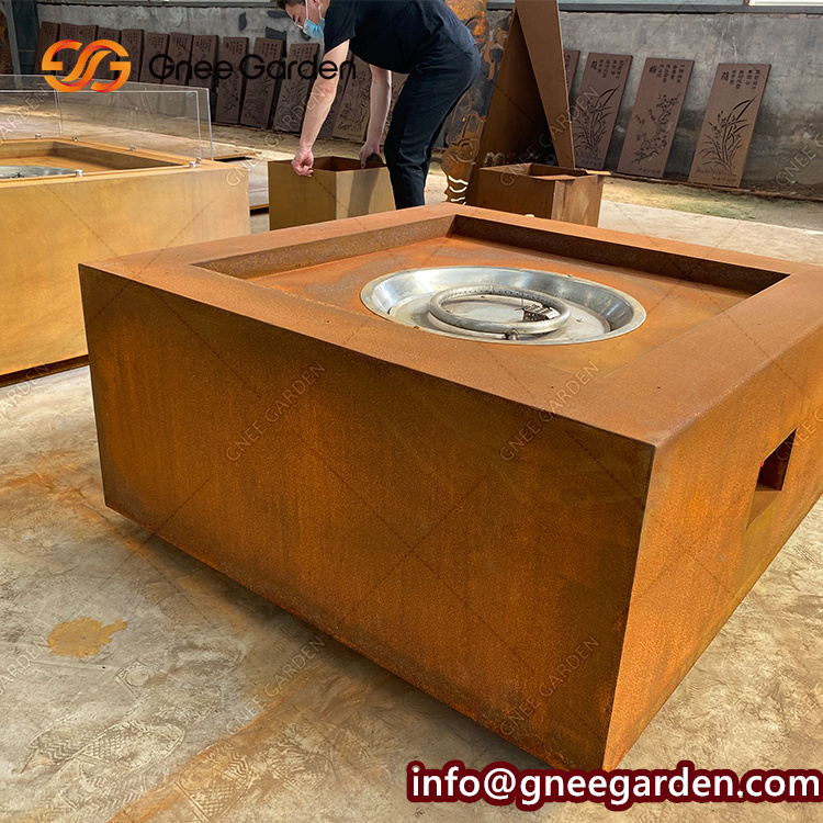 Corten Steel Outdoor Propane Camping Fire Pit Table Gas Firepits