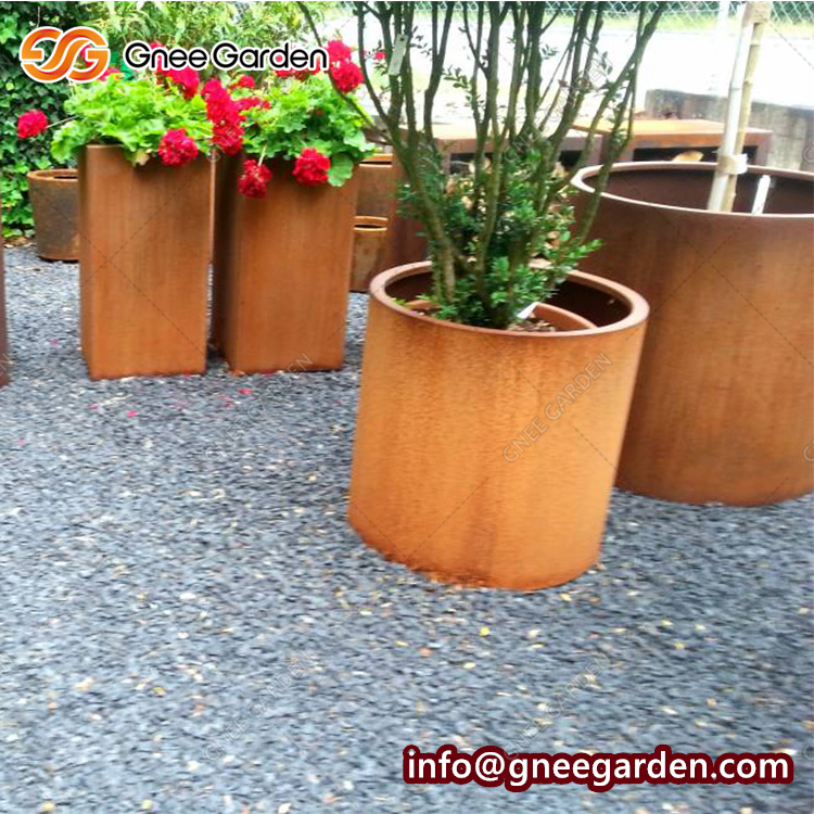 Corten Steel Flower Pots And Outdoor Indoor Garden Decoration