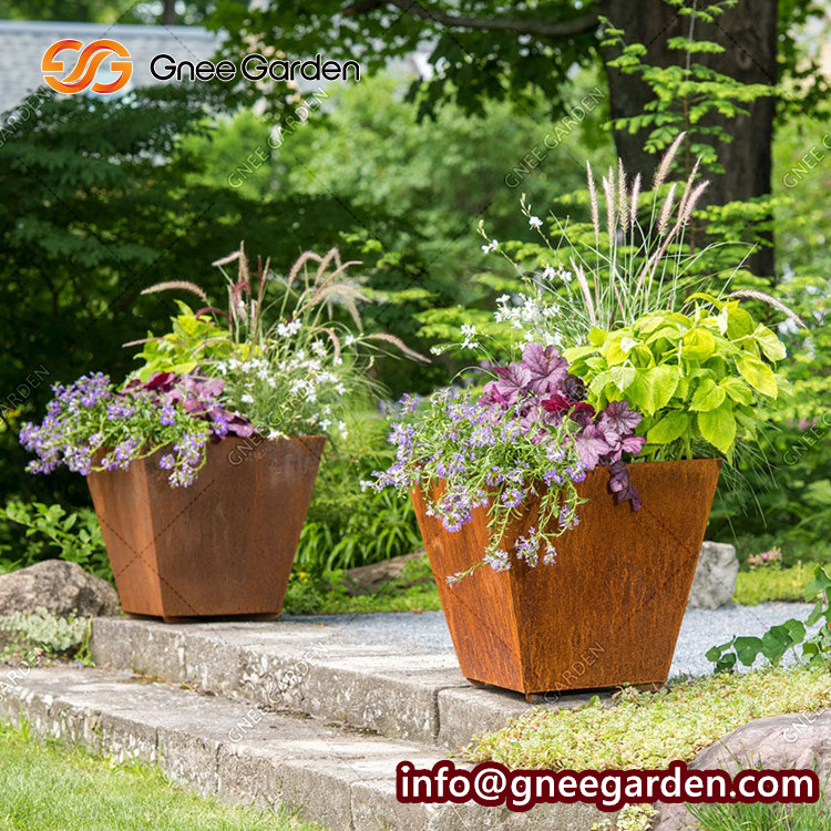 Rectangular Corten Steel Metal Flower Planter Pots