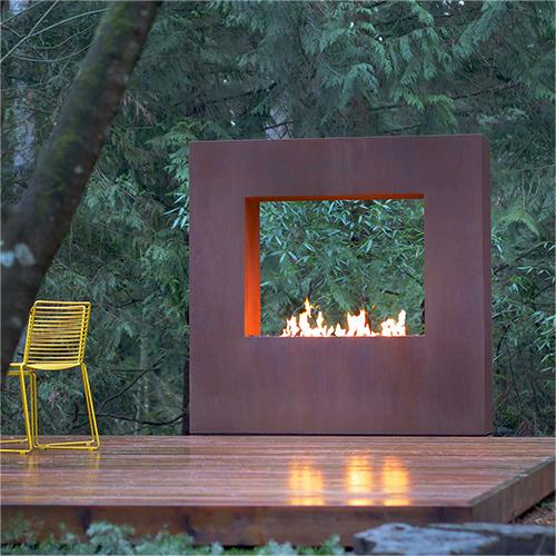 Free Standing Corten Steel Outdoor Wood Burning Fireplace