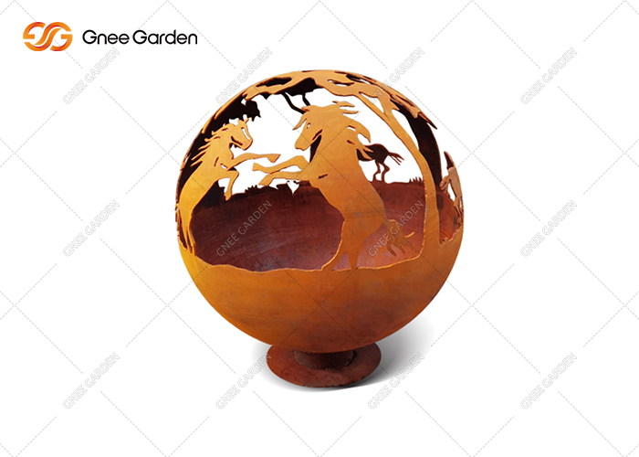 Corten Fire Sphere Garden Fire Pit