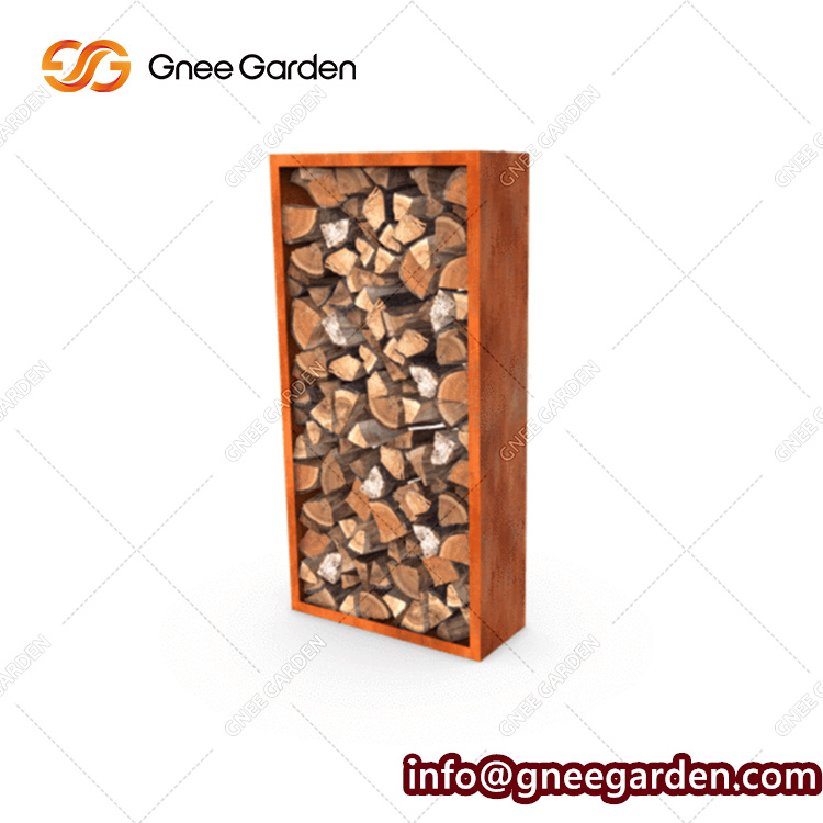 Customizable Weathering Steel Wood Stove Firewood Storage And Rack