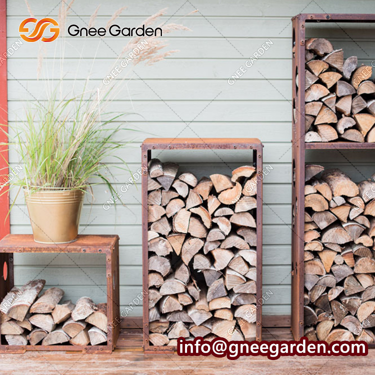 Custom Metal Firewood Holder Outdoor Rectangular Log Storage