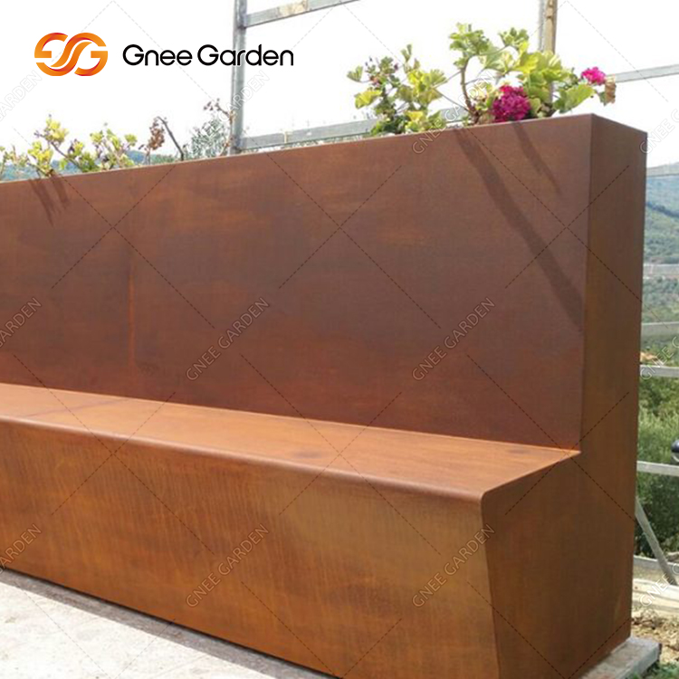 Customized Corten Furniture Decorative Corten Steel Garden Leisure Bench