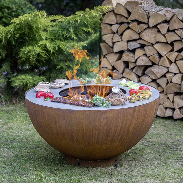 Camping Barbecue Grills Garden Wood Fired Smoker Custom Large Barbeque Charcoal Brazier Outdoor Kitchen Corten Steel BBQ Grill