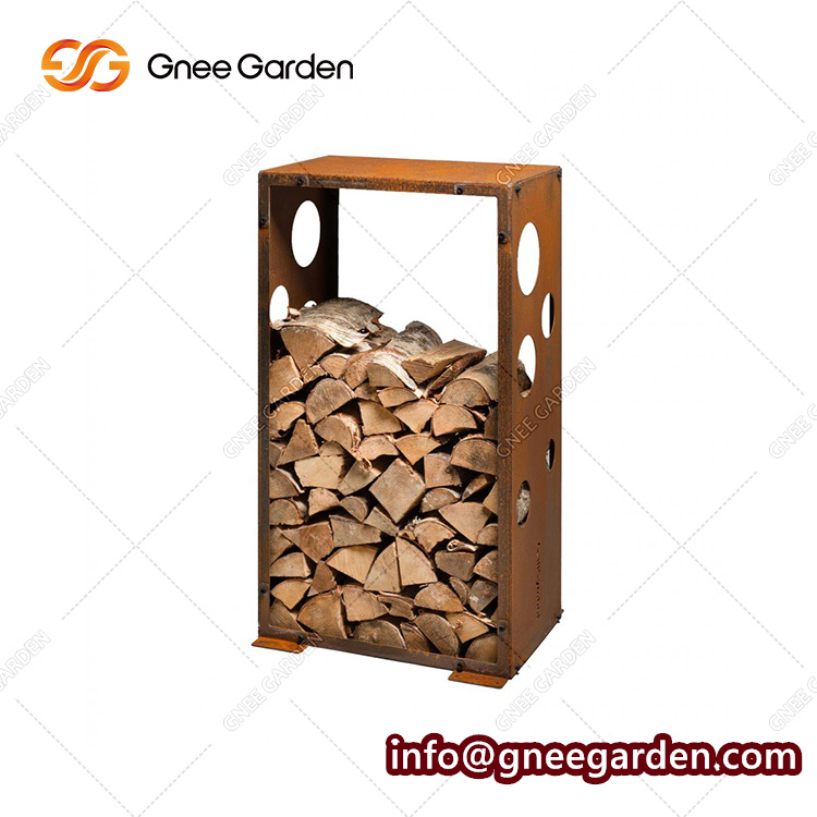 Outdoor Firewood Storage Log Rack Firewood Shelf Corten Steel Firewood Log Holder