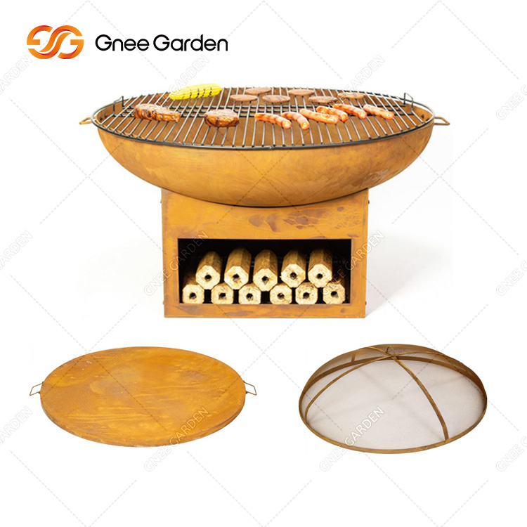 Corten Steel BBQ Brazier Fire Pit Durable Wood Burning Hiking Camping Customization Fire Pit