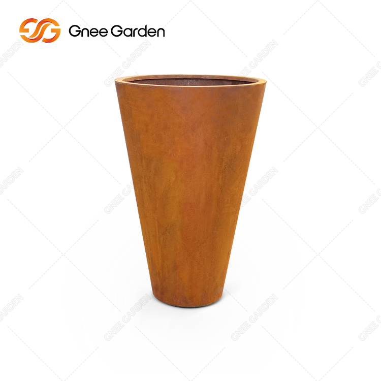 Outside Furniture Square Large Metal Flower Pots Outdoor Patio Decorative Plant Pots Garden Street Public Corten Steel Planter