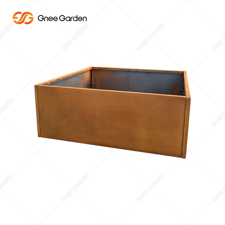 Metal Plant Pot Cube Square Weathering Steel Planter