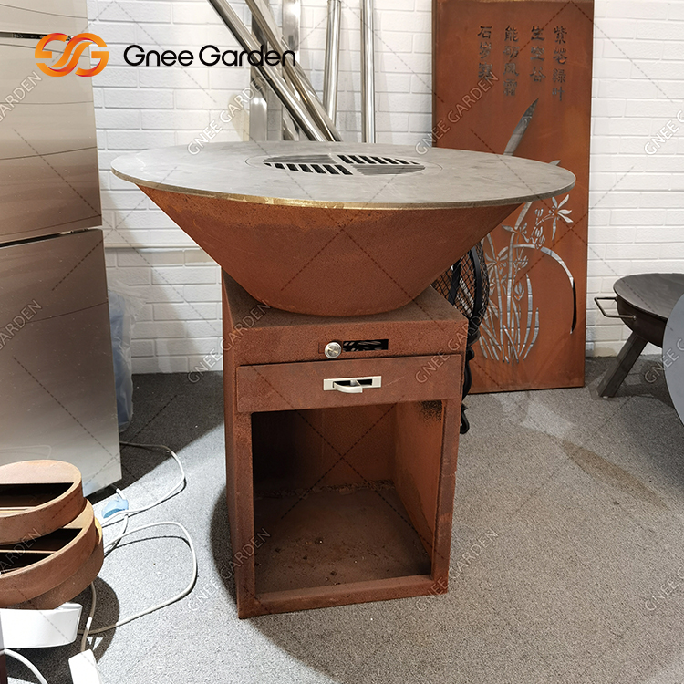 Corten Fire Pit Bbq Grill Portable Camping
