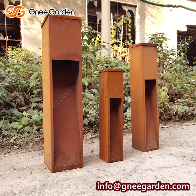 Outdoor Waterproof Modern Lawn Light Corten Steel Landscape Bollard Light