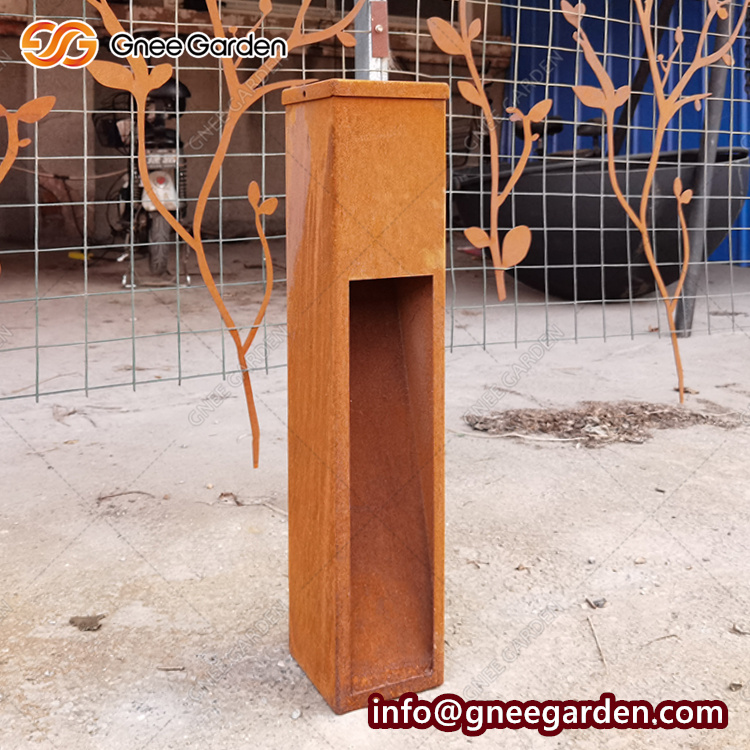 Corten Steel Decor Garden LED Bollard Light Rustic Metal Led Garden Light Outdoor