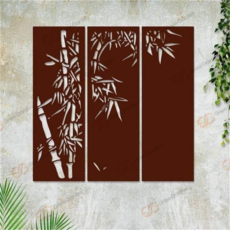 Garden Wall Mounting Bamboo Design Rustic Decorative Corten Steel Panels