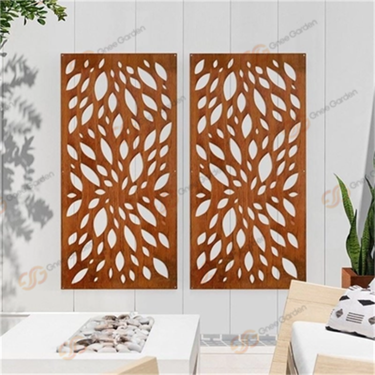 Laser Cutting Leafy Greens Patterns Corten Steel Decorative Wall Fence