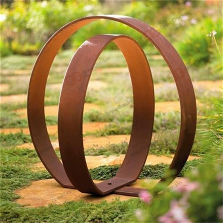 Large Rustic Metal Ring Circle Garden Art Corten Steel Garden Ring Hoop Sculpture
