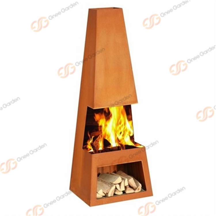 Contemporary Designed Outdoor Fireplace Large Corten Steel Chiminea