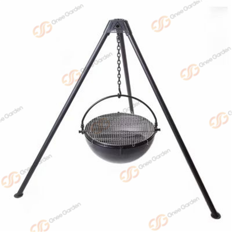 Outdoor Camping Cooking Corten Steel Fire Pit Cauldron With Tripod Stand