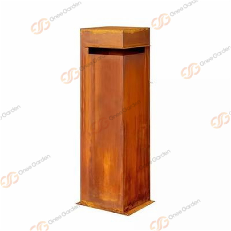 Residential Curbside Rustic Metal Drop Box Corten Steel Decorative Post Letterbox