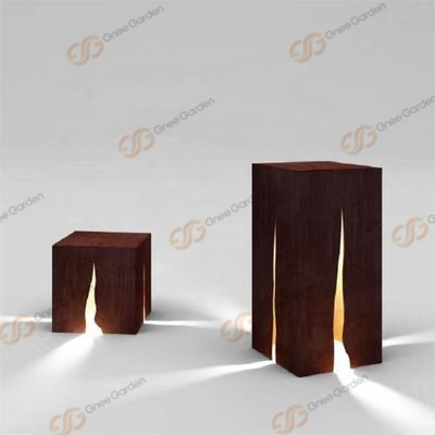 Laser Cutting Art Decoration Led Lighting Corten Steel Rusty Bollard Light