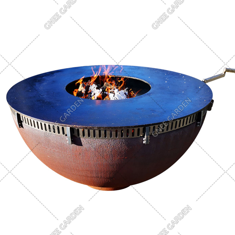 Rust Corten Steel Metal Fire Pit Heavy Duty Bbq