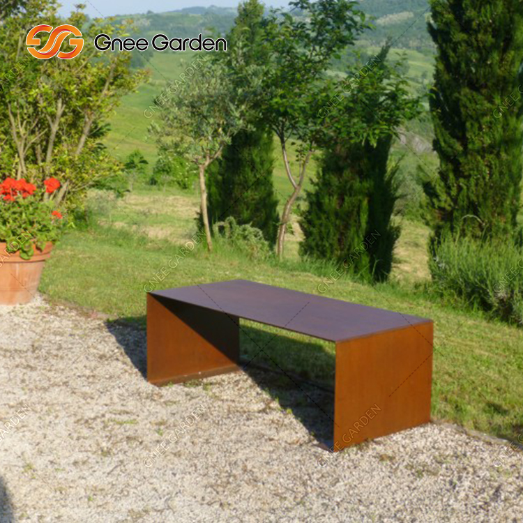 Modern Light luxury simple rectangular brown corten tops and red-brown steel chair