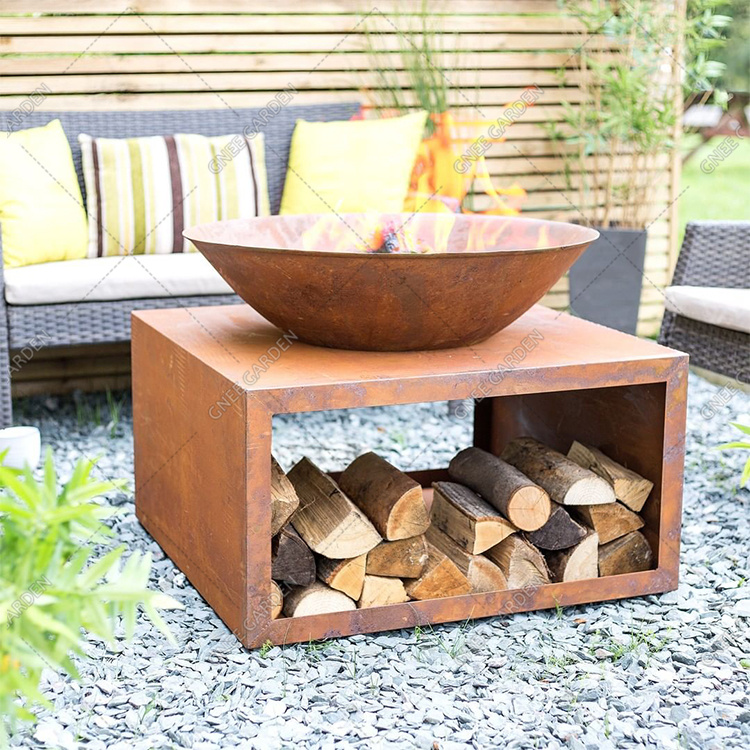 Corten Weathering Steel Low Smoke Wood Burning Fire Pit Bowl BBQ Grill