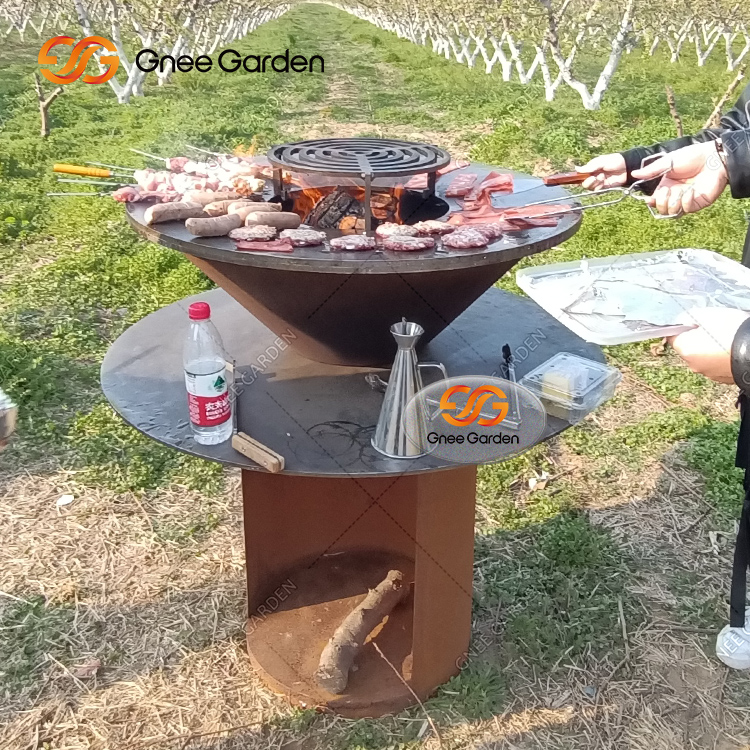 Corten Steel BBQ Grill Outdoor Cooking BBQ Grill