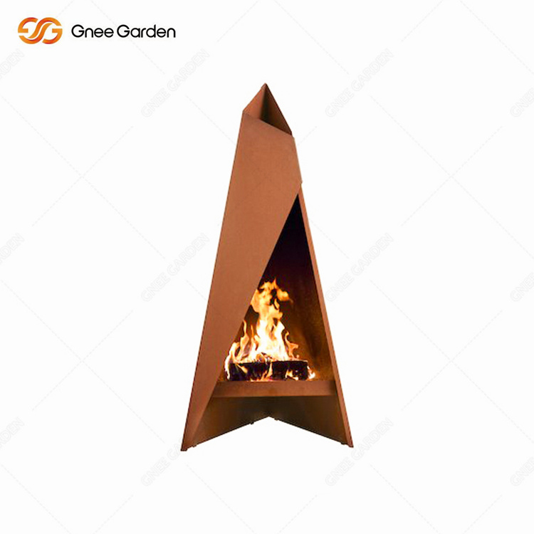 Gnee Garden Corten Wood Burning Fireplace