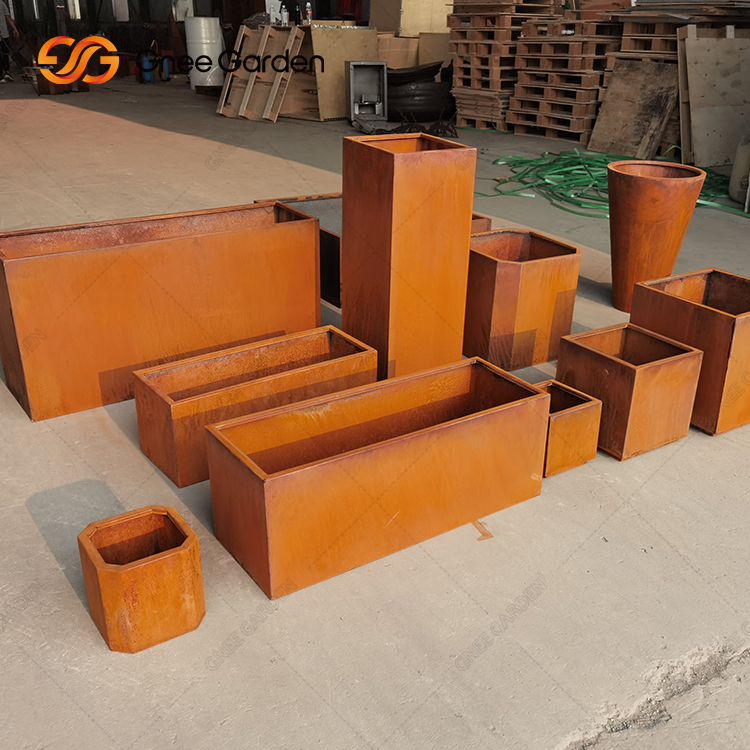 Modern Corten Metal Flower Pot