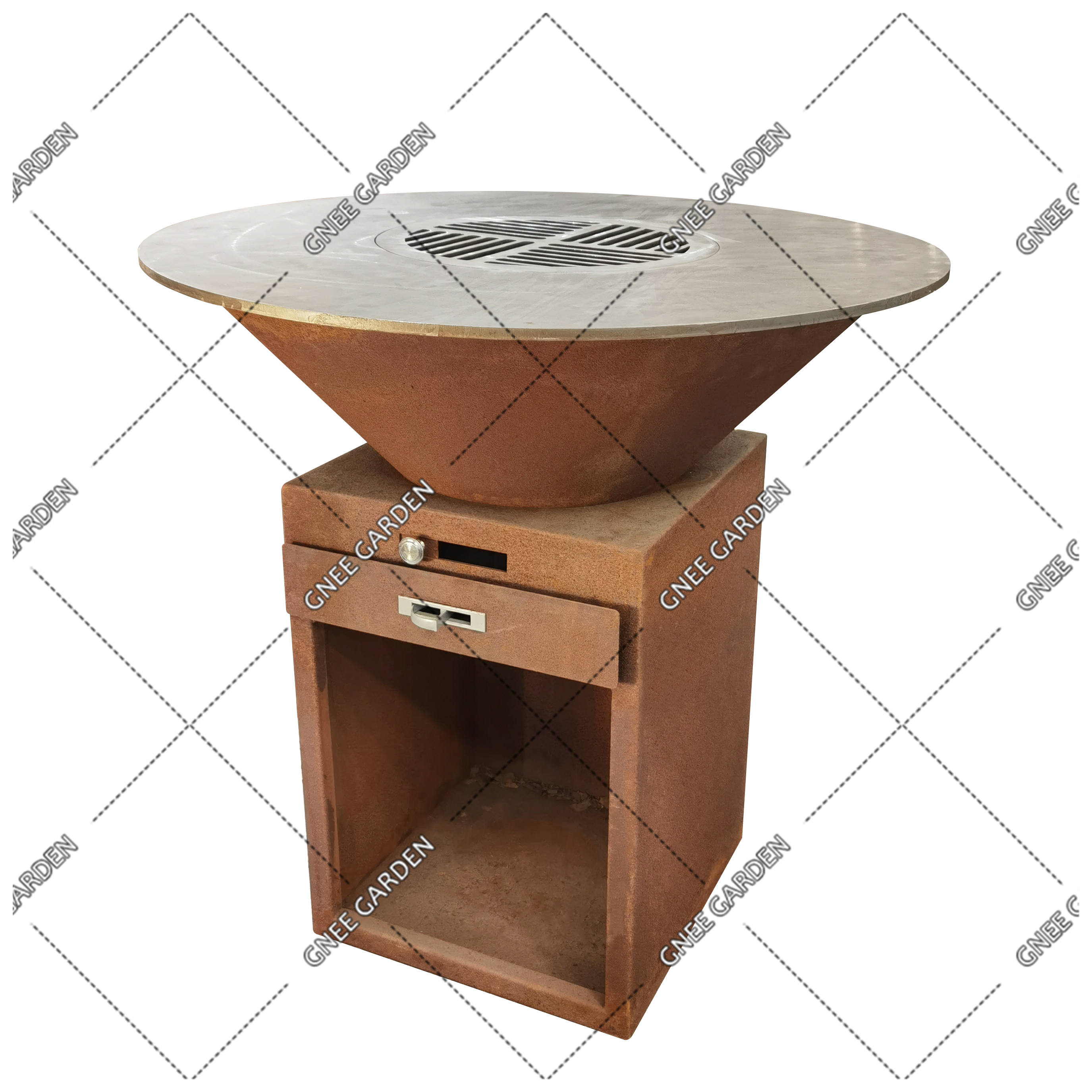 Outdoor Corten Steel Metal Fire Pit Barbecue Grill BBQ Brazier grill