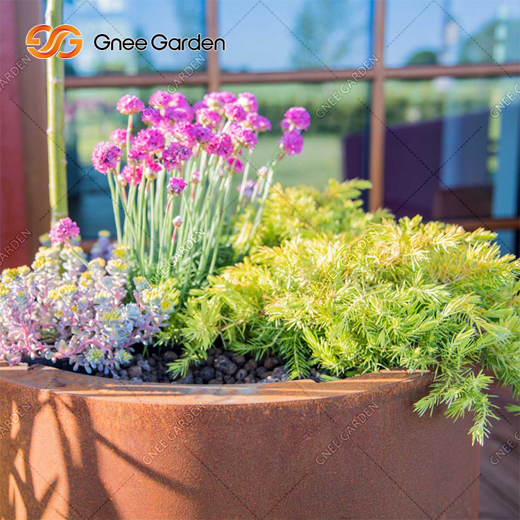 Outdoor Industrial Corten Steel Flower Pot